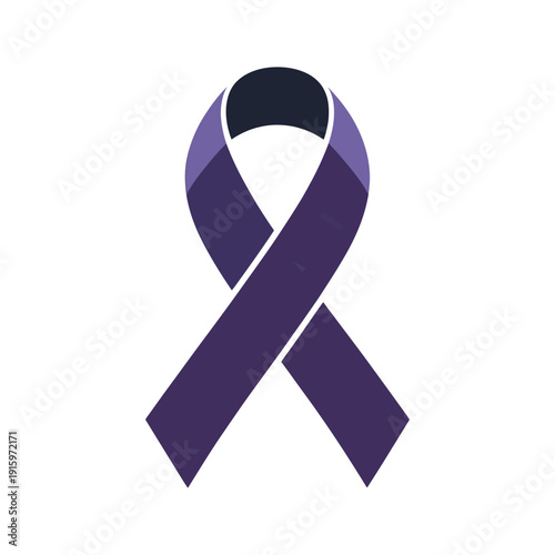 Purple awareness ribbon stands alone representing support for domestic violence.
