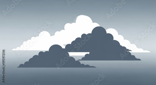 Stylized Clouds in a Gradient Sky - Minimalist Vector Illustration