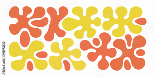 Abstract pattern of overlapping organic shapes in orange and yellow