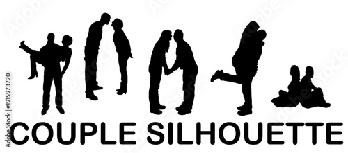 couple  silhouettes collection set isolated on white background silhouette set