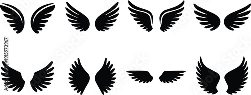 wing silhouette vector icons for logo emblem design and branding packs