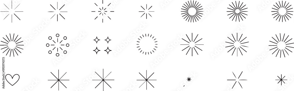 Fototapeta premium sparkle icon set starburst vector elements grid for design