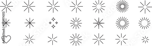 sparkle graphic elements starburst icons grid vector set