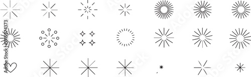 sparkle icon set starburst vector elements grid for design