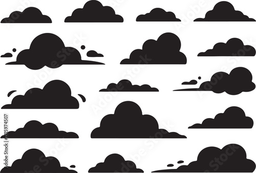 cloud silhouettes vector set black cloud icons for design