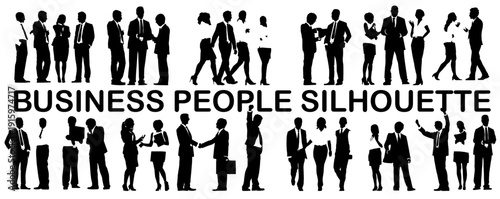 Business people silhouettes collection , corporate team vector illustration isolated on white