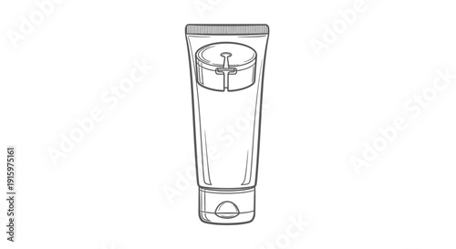 Cosmetic Cream Tube with Flip Top Cap - Line Art Illustration