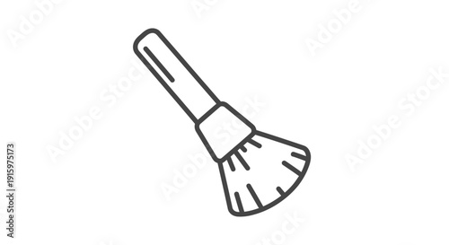 Cosmetic Makeup Brush Icon, Simple Line Art, Beauty Tool for Foundation Application