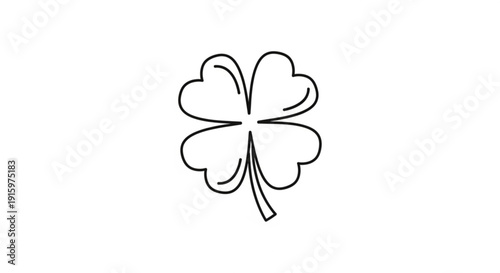 Four leaf clover icon black outline on white background symbol of luck