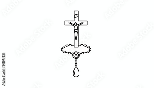 Christian Rosary Beads with Crucifix, Religious Catholic Prayer Item