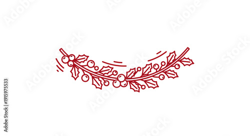 Christmas Holly Garland Icon - Festive Decorative Element