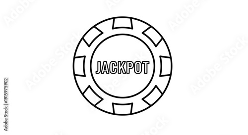 Black and White Jackpot Poker Chip Icon