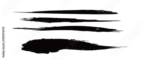 Japanese Ink Brush Stroke Set – Black Sumi Calligraphy Vector Collection