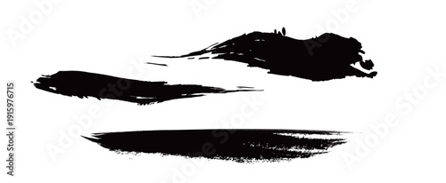 Japanese Ink Brush Stroke Set – Black Sumi Calligraphy Vector Collection