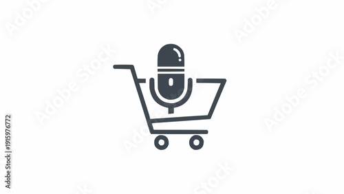 Foto Microphone in shopping cart icon.