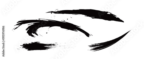 Japanese Ink Brush Stroke Set – Black Sumi Calligraphy Vector Collection
