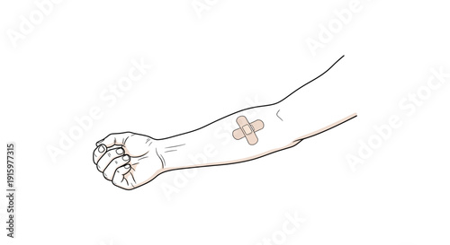 Arm with Bandage: First Aid, Injury Care, Medical Treatment, Health Concept