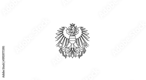 Austrian Coat of Arms Emblem, Black and White, Official Symbol
