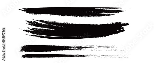 Japanese Ink Brush Stroke Set – Black Sumi Calligraphy Vector Collection