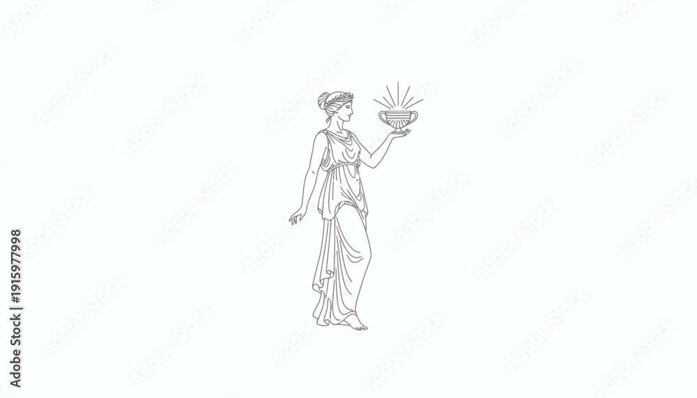 Fototapeta premium Ancient Greek Goddess Holding a Radiant Cup