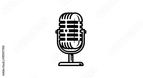 Retro Microphone Illustration for Audio Recording and Broadcasting