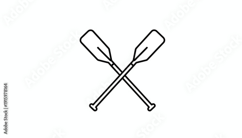 Two Crossed Oars Icon, Vector Graphic, Nautical Symbol, Boating and Rowing Equipment