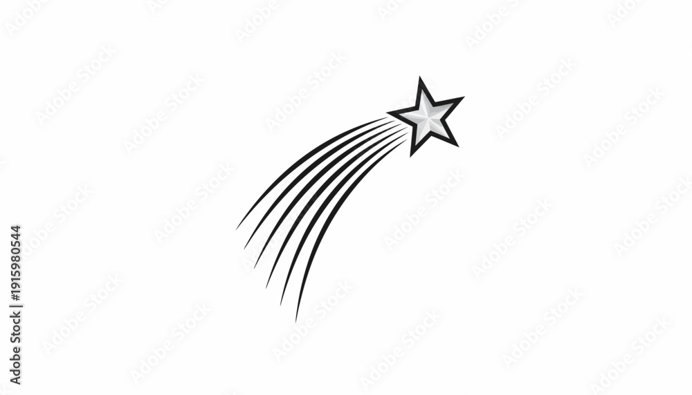 Fototapeta premium Shooting Star Icon with Streaks, Cosmic Event, Celestial Body
