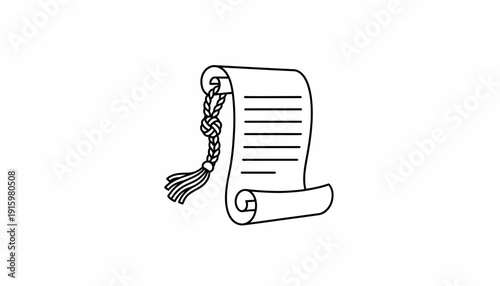 Scroll with Tassel, Old Document, Manuscript, Letter, Parchment, Vintage Paper, Writing