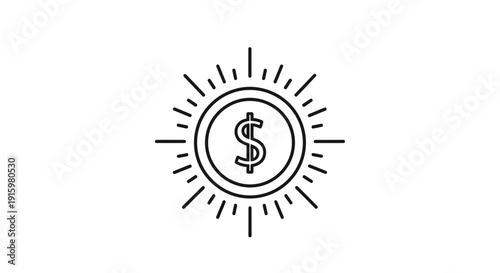 Shining Dollar Coin Icon: Symbol of Wealth, Success, and Financial Growth