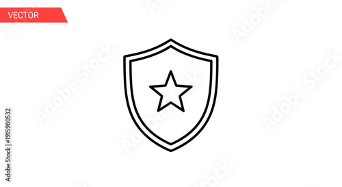 Shield with Star Icon Vector Graphic - Security, Protection, Award, Emblem