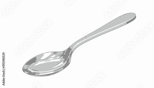 Shiny Silver Spoon Isolated on White Background - Close-up Studio Shot
