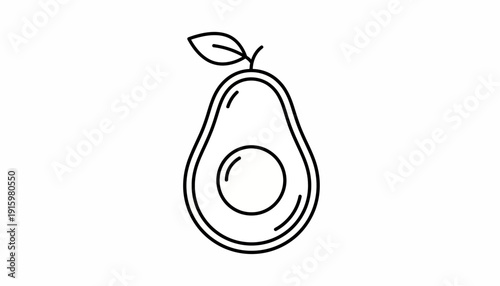 Simple Avocado Line Art Icon - Healthy Food Graphic Element