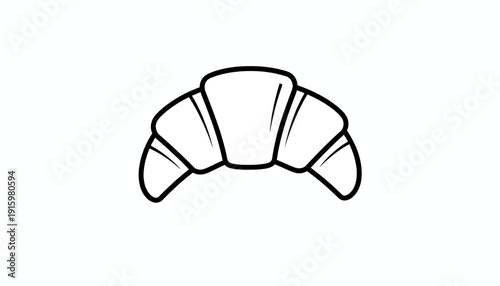 Simple Croissant Icon, Minimalist Line Art, Baked Pastry Symbol, Breakfast Food Graphic