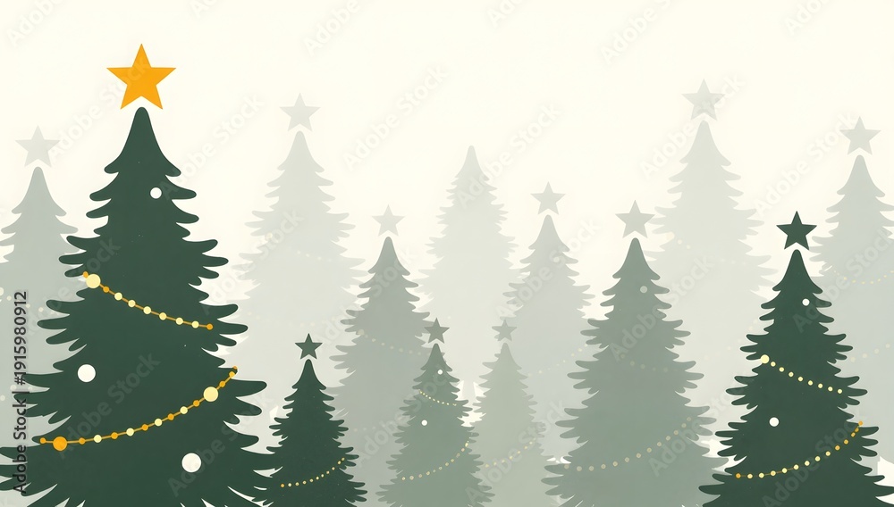 Obraz premium Christmas trees stand in a forest scene on a snowy, wintery day with soft white background