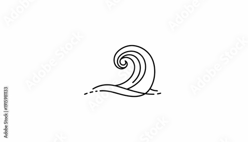 Minimalist Black and White Line Art Wave Icon