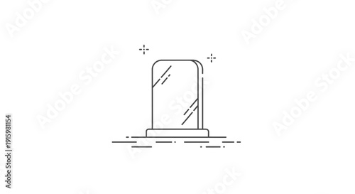 Minimalist icon of a gravestone with subtle sparkles, representing death, memory, and loss.