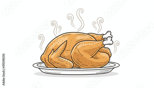 Hot Roasted Turkey on a Platter, Steaming, Delicious, Thanksgiving Dinner, Holiday Food