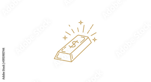 Golden Dollar Sign on Gold Bar Icon, Shiny Wealth and Investment Concept