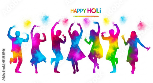 People celebrating holi festival with colorful powder and joyful dance moves together
