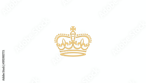 Golden Royal Crown Emblem on White Background, Symbol of Power and Royalty