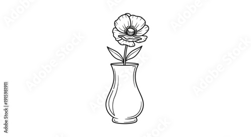 Hand Drawn Flower in Vase Sketch