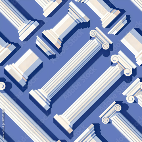 architectural columns on a blue background