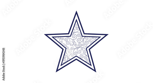 Elegant Star Icon with Swirls - Decorative Graphic Element