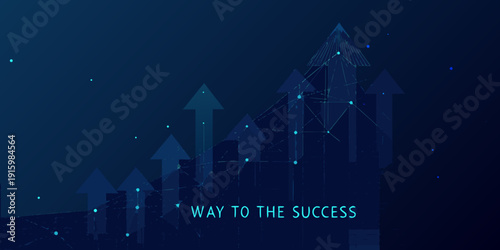 Abstract digital arrows pointing upwards symbolizing growth and success