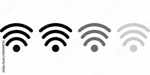 Four wifi signal icons displaying varying strengths from full to empty