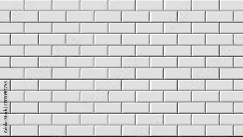 A seamless repeating pattern of rectangular white tiles with gray grout