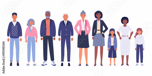 Diverse group of people including adults and children standing together