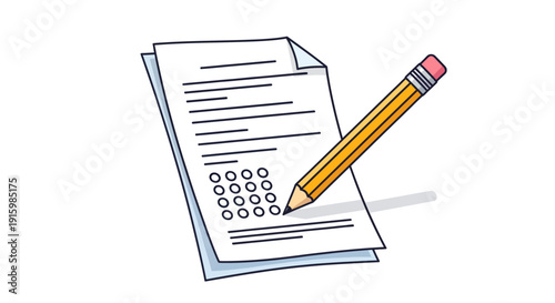 Yellow pencil marking a test paper with multiple choice options