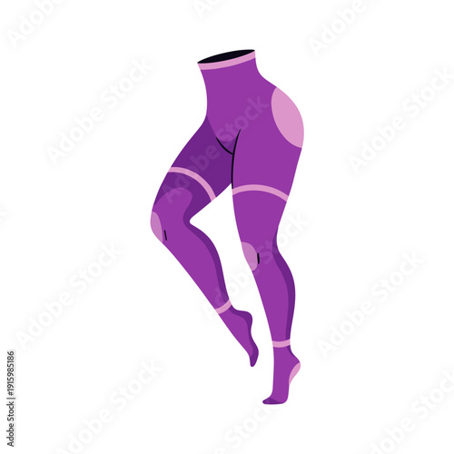 Vivid purple shapewear tights illustration, isolated on a clean white background, showcasing seamless design and sleek contours