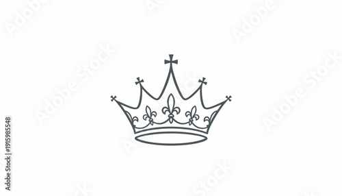 Elegant Royal Crown Icon, Symbol of Power, Luxury, and Royalty on White Background